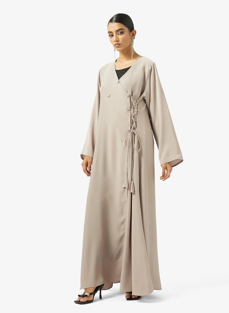 hayas closet Abaya with Crossover loops details - Image 3